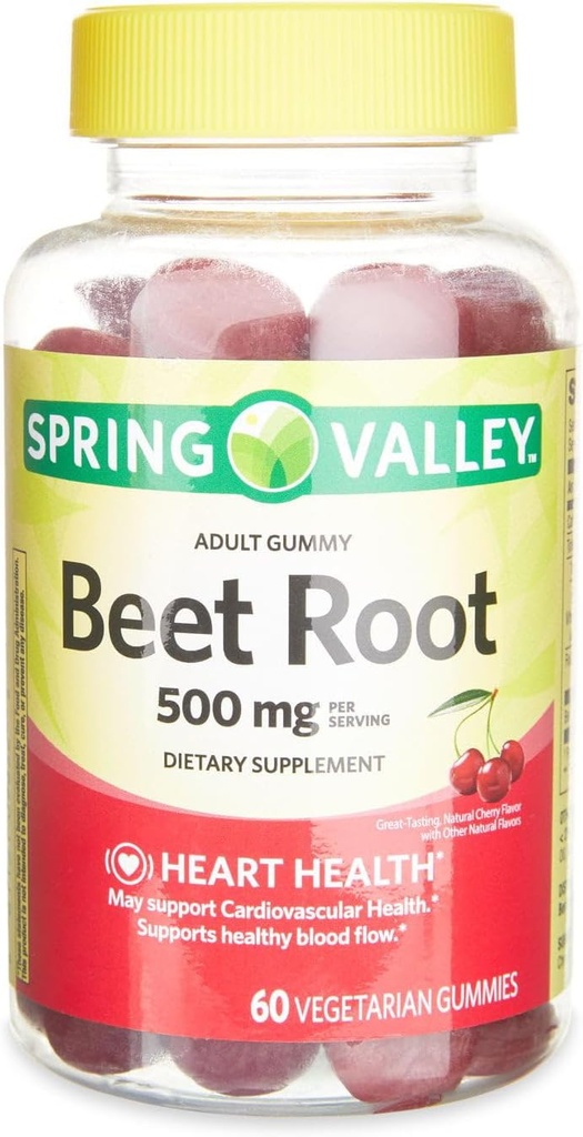 IKJ Beetroot Suplemento dietético Gummies, Cereza, 500 mg, 60 Conde