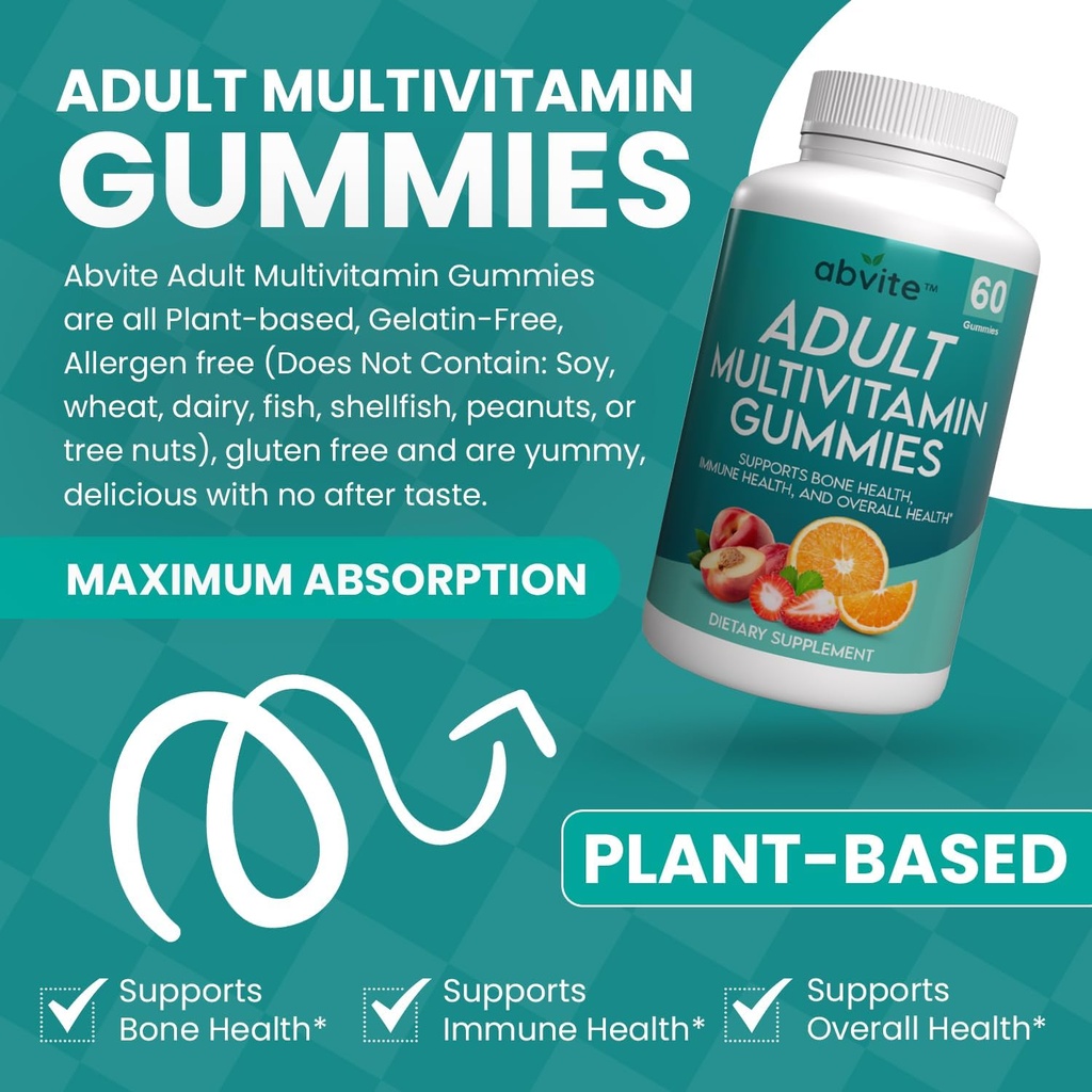 Mangas multivitamínicas de base vegetal, multivitaminas diarias para hombres y mujeres con vitaminas A, C, D, E, B-3, B-6, B-12, Biotina, inositol, non-GMO, Gluten Free, 60 Conde (30 días de suministro)