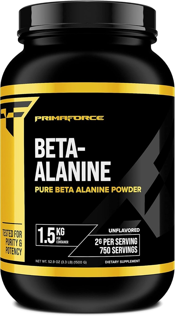 Primaforce Beta Alanine Powder, Unflavored, 1.5 kg - Gluten Free, Non-GMO Suplemento para Hombres y Mujeres