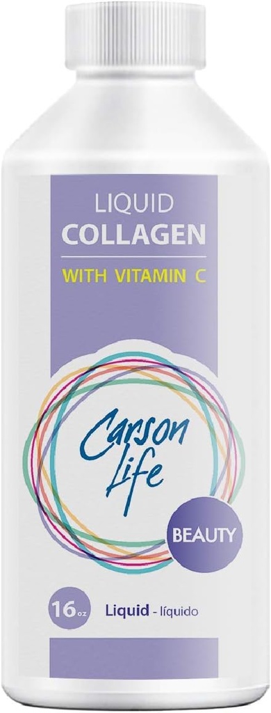 Carson Life Liquid Collagen with Vitamin C - 16 Oz - for Anti Aging, Hair Skin and Nails - Immune Support - Rejuvenate Skin - Made in the USA
