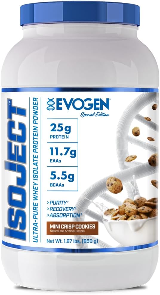 Evogen Isoject - Whey Protein Isolate | Ultra-Pure Whey Protein Powder with Ignitor Enzymes, BCAAs, and EAAs | Enhanced Absorption & Recovery | Mini Crisp Cookies | 25 Servings