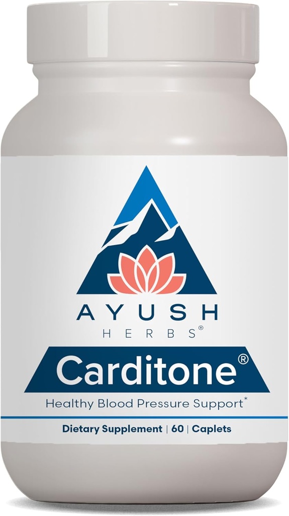 Ayush Herbs Carditone - Natural Heart Health Supplement for Women &amp; Men, BP Formula, Holistic Heart Support with Rauwolfia, Arjuna, Calcium, and Magnesium - 60 Vegetarian Caplets (1 Conde)