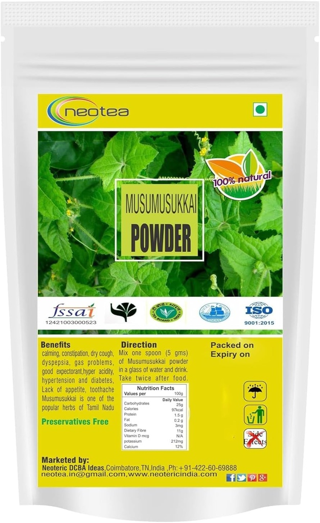 neotea Flax Musumusukkai Powder | Mukai Maderaspatana Powder 300 Gm Pack of 1 | Natural Herbal Supplement | Organic and Non-GMO | Ayurvedic Wellness and Health Support