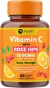 Vitamina C 1000mg Suplemento Chewable - Soporte extra de tallas Vitamina C Suplemento dietético con Rosa HIPS, Apoyo Antioxidante Vitamina C, Natural, Vegano, Sabor Naranja - 60 Tabletas