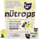 Nutrops Leones libres de azúcar Mane Mushroom Gummies for Adults, Nootropics Funcional, Suplemento Herbal para la Energía, Salud Cerebro, Cognitivo, Memoria & Focus, Reishi, Chaga, Cordyceps - 28 Day Supply