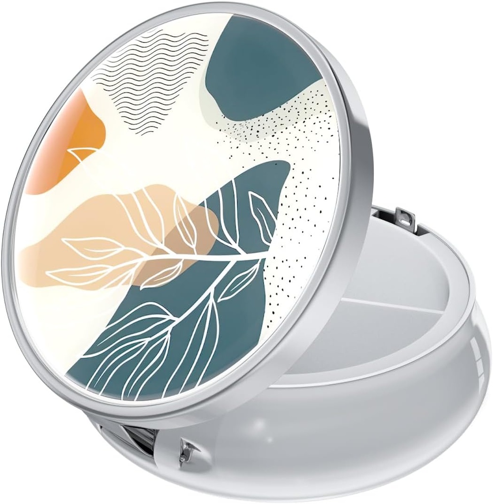 Caja de Píldora Rouidr, 3 Caja de Píldora de Medicina de Compartimiento, Caja de Medicina de Viajes de Metal Pequeño para Púrpura &amp; Plata, Hoja Abstracta