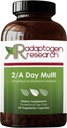 2/A Day Multi ← Adult Multivitamin Suplemento Iron-Free with Active Folate Quatrefolic, Chelated Minerals, Vitaminas A, B6, C, D, E, K, Riboflavin, Thiamin ← 60 Vegetarian Capsules