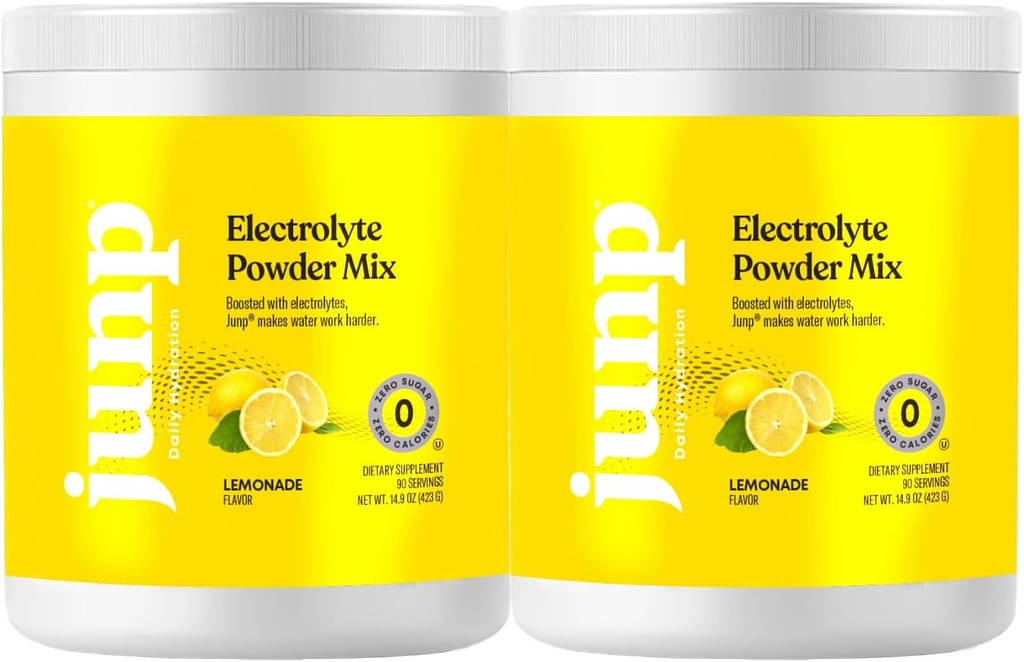 JUNP Electrolytes Powder No Sugar No Carbs – Fresco Limonada Mezcla de Bebida - Potasio " Sal Electrolyte Hidration Powder Zero Calorie Sugar Free Electrolyte Powder, Keto Friendly, 180 Servings