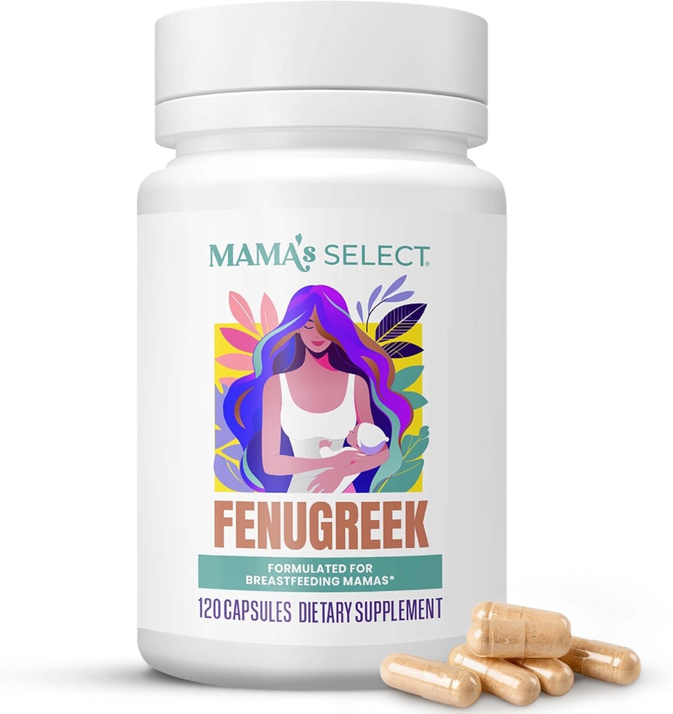 Capsulas de Fenugreek Select Organic Fenugreek - Suplemento de lactancia natural de hierbas para el suministro de leche picante, Ayuda de salud digestiva vegana, sin alérgenos " , EE.UU.-Fabricación para madres lactantes