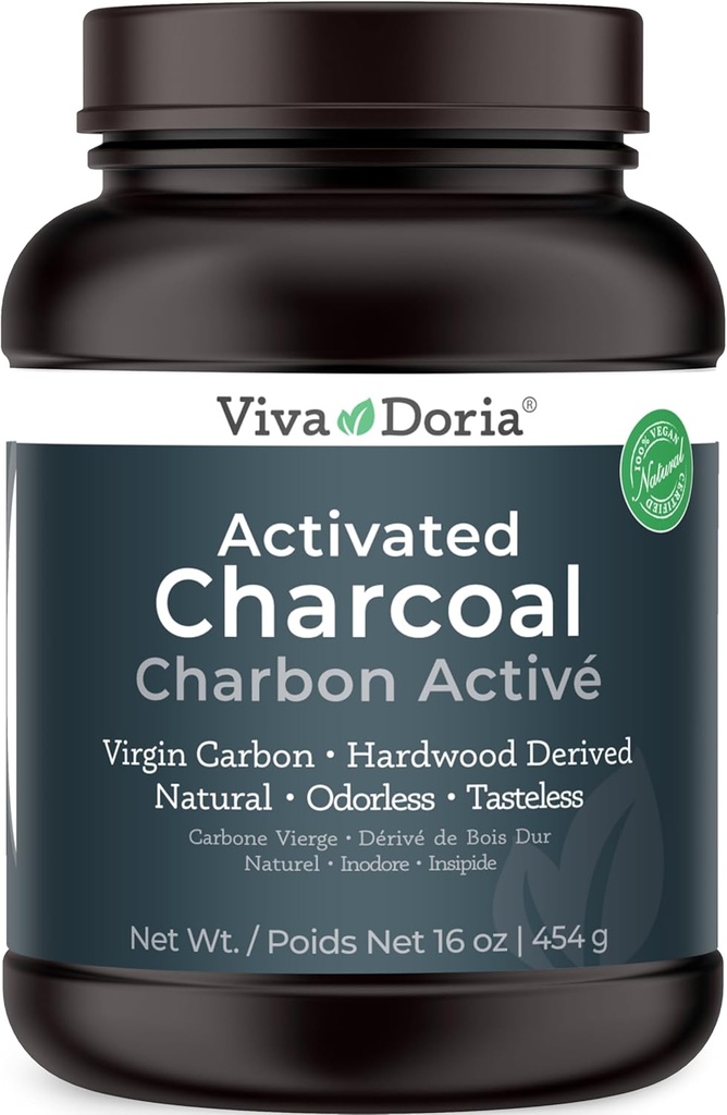 Viva Doria Virgin Activated Charcoal Powder, Hardwood Derived, Food Grade, 16 Oz (1 libra)