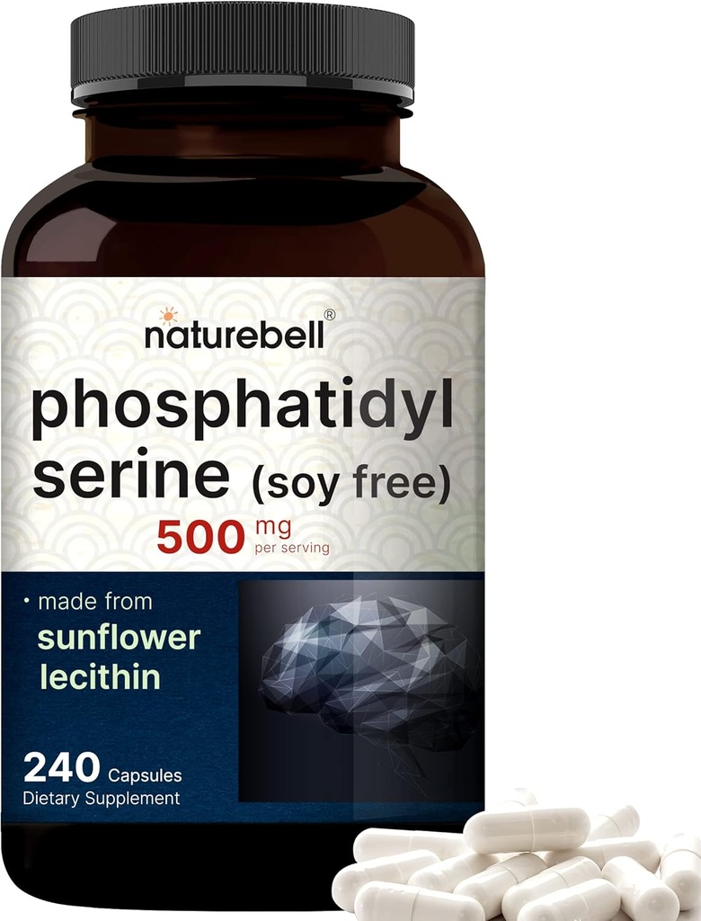 Ultra Strength Phosphatidylserine Suplemento 500mg Por Serving, 240 capsules peru Soy Free, derivado de la Lecithin de girasol - Apoyo Cognitive Health and Brain Function – Non-GMO