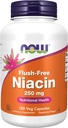 Niacina, FLUSH GRATIS 250 mg, 180 caps by Now Foods (Pack of 3)