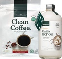 Natural Force Organic Clean Coffee + Creamy Vanilla MCT Oil Bundle – Flavored MCT Creamer & Mold & Mycotoxin Free Coffee – Non-GMO, Keto, Paleo y Vegan - 12 Oz Bag y 16 Oz Glass Bottle