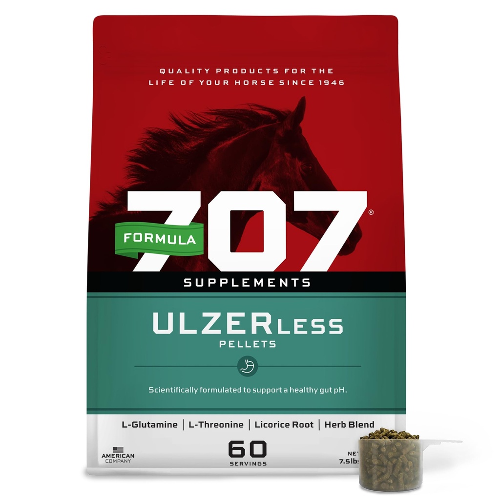 Fórmula 707 ULZERless Equine Supplement, 7.5lb Bag - Natural Gut Support for Horses with Ulcer Risk Factors