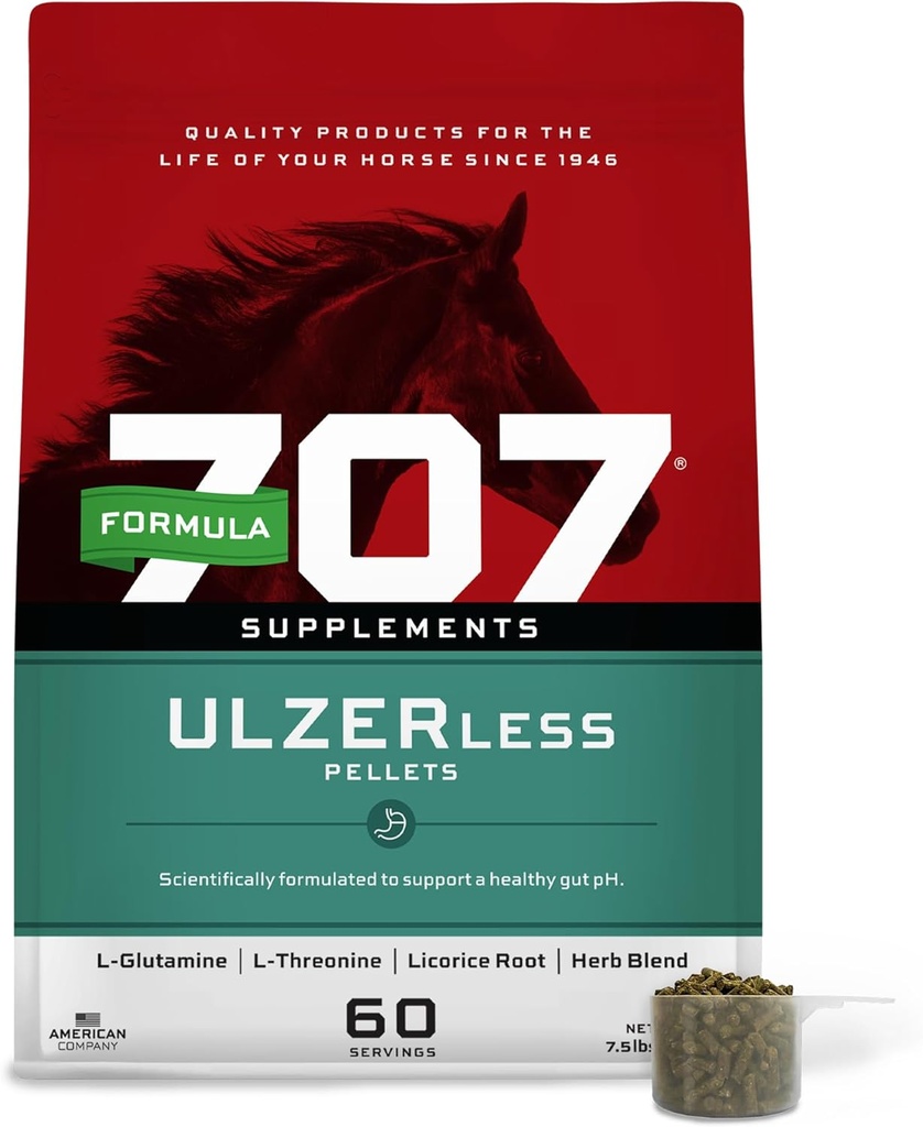 Fórmula 707 ULZERless Equine Supplement, 7.5lb Bag - Natural Gut Support for Horses with Ulcer Risk Factors
