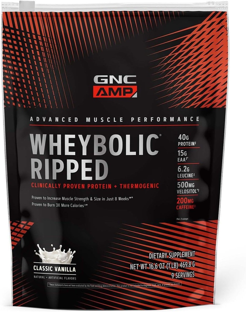 GNC AMP Wheybolic Ripped - Vainilla clásica (9 Servimientos)