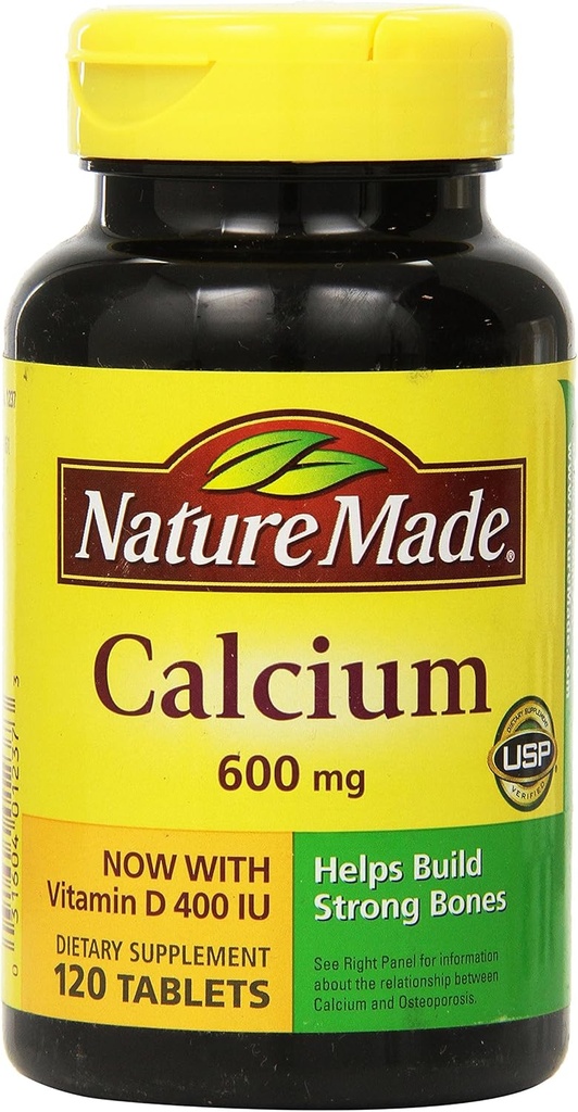 Nature Made Calcium 600 mg with Vitamin D3 for Immune Support, Tablets, 60 Count, helps support Bone Strength (Pack of 3)