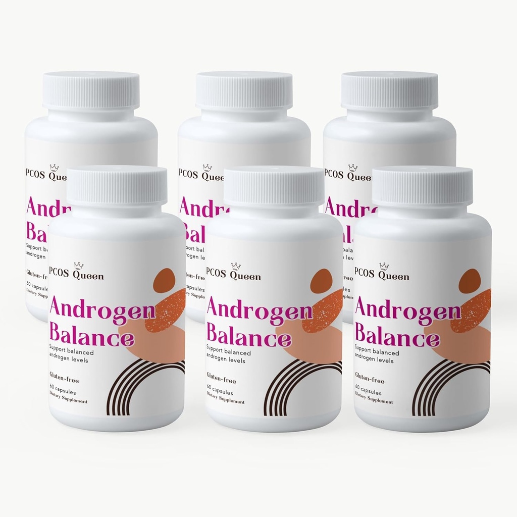 Saldo de Andrógeno - Suplemento de Equilibrio de Hormonas para Mujeres - Apoyo para Exceso de Cuerpo o Pelo Facial, Balding, Fertilidad (6 Botellas)