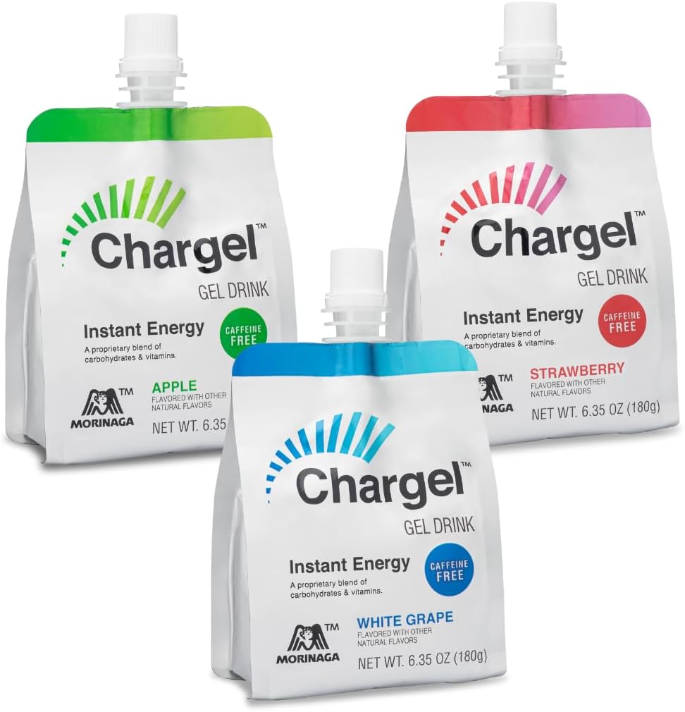 Chargel Variety Value, Caffeine-Free Energy Gel Running, Biking, Workout, Hiking Essentials for Women &amp; Men, Gifts for Runners - Carbs Vitamins, Gluten Free - Pack of 18 Gels - 6.35oz Cada uno