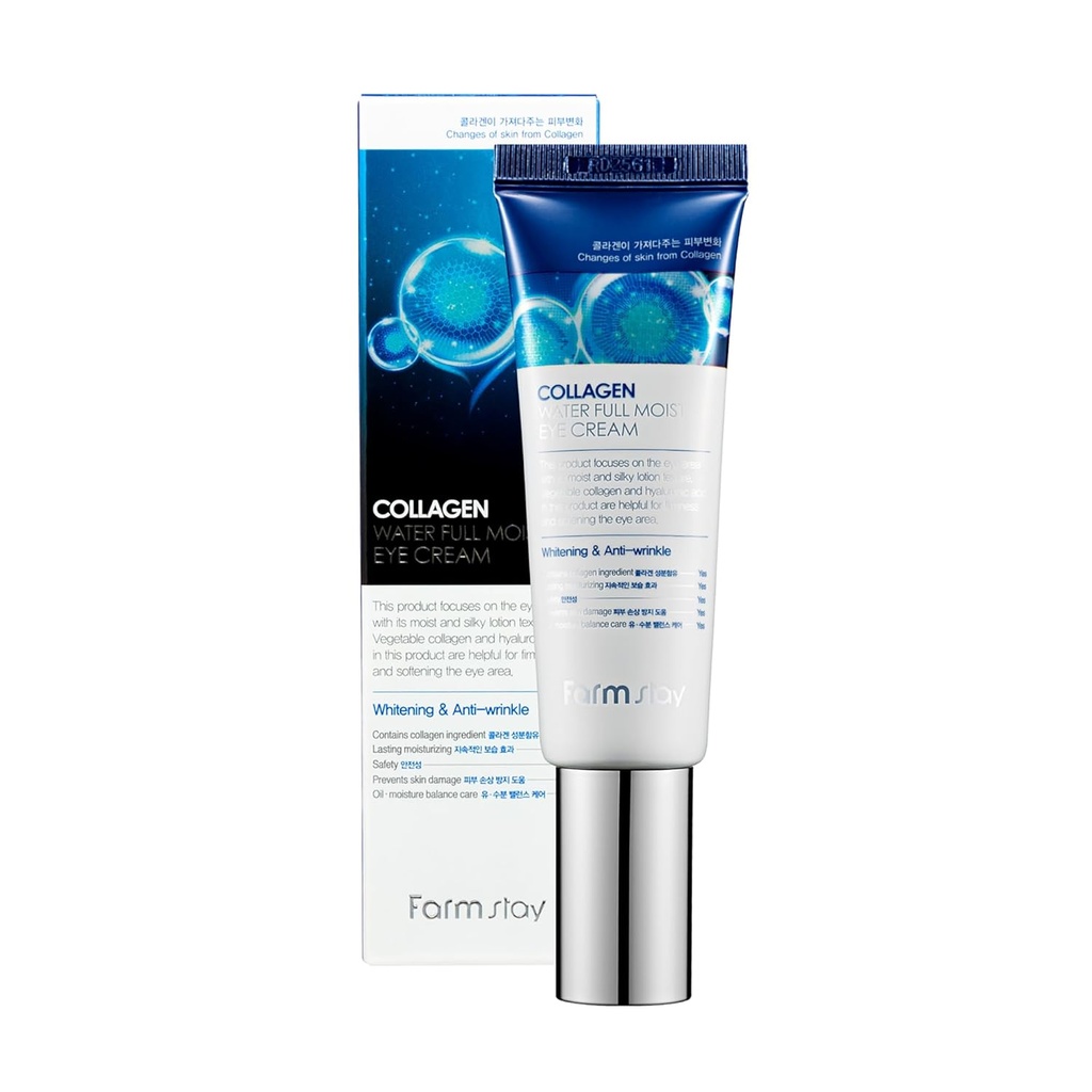 FARMSTAY Collagen Water Full Moist Eye Cream - Bajo Crema Ocular para las arrugas y líneas finas - Lucha contra los círculos oscuros - Collagen for Skin - 1,69 oz