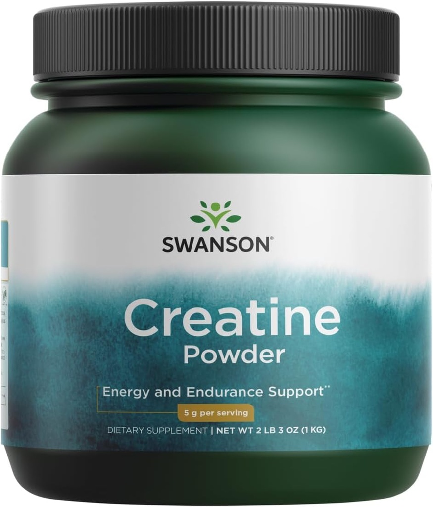 Swanson Creatine Monohydrate Powder, Micronized, 5g Por Serving, 200 Servings (1kg)