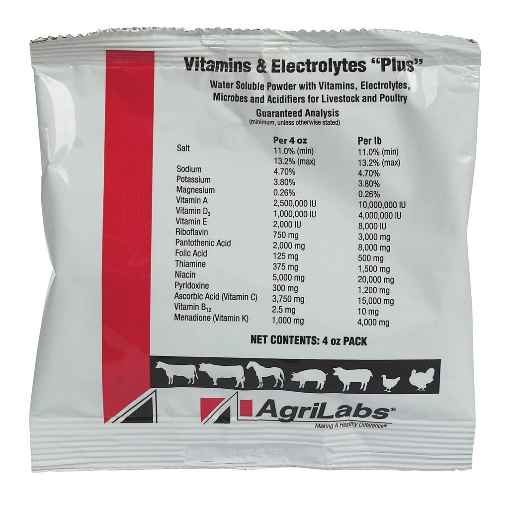 AgriLabs 002-00453 Vitamins & Electrolytes Plus 4-OZ Packet