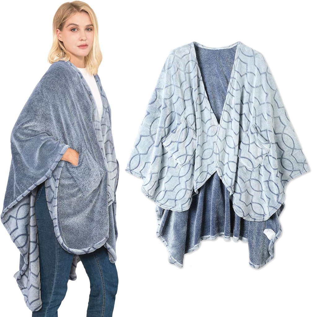 Manta de afeitar de afeitar de afeitar de afeitar de afeitado ultra suave, manta reversible, con bolsillos, para mujeres y hombres