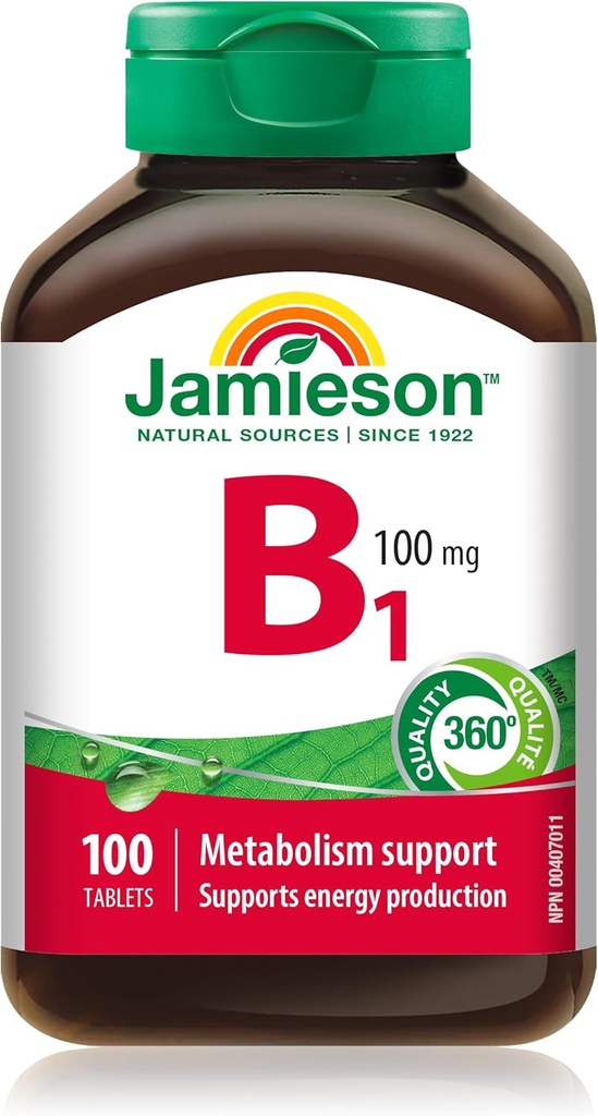 Jamieson Vitamina B1 (Thiamine) 100 mg, 100 tabletas