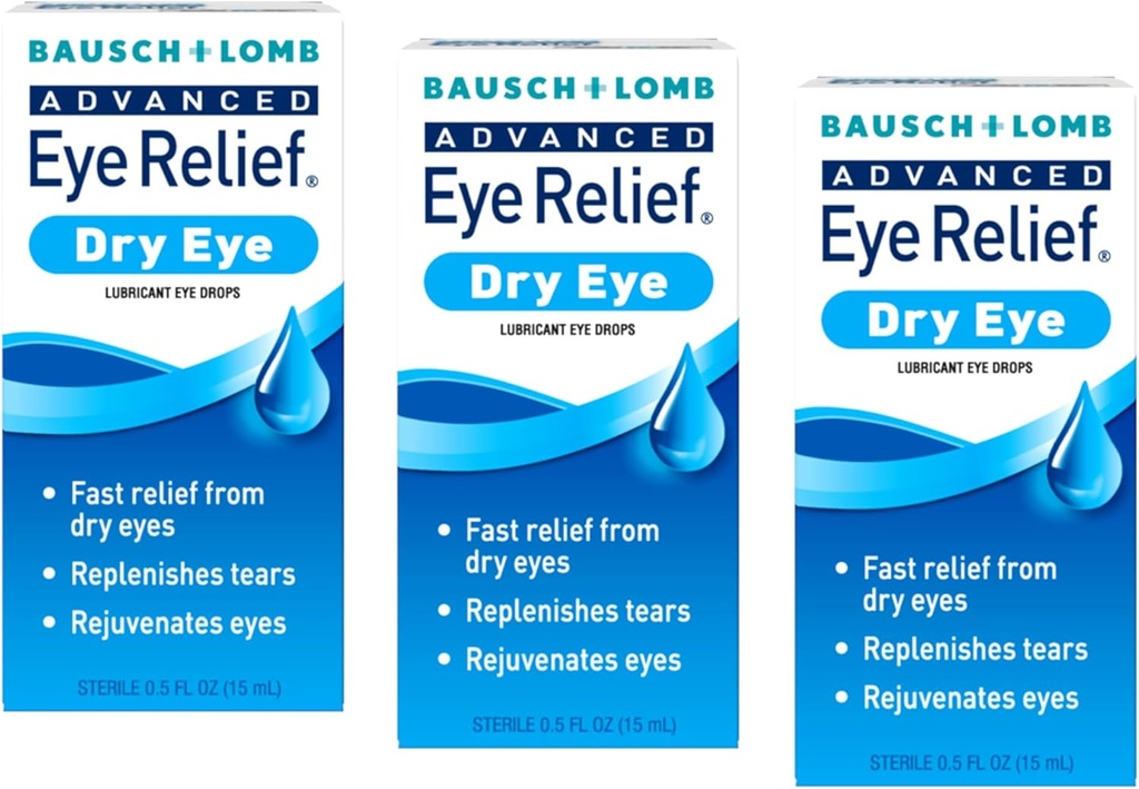 Bausch + Lomb Advanced Eye Relief, Lubricant Eye Drops for Dry Eyes, Moisturizing " Soothing, Replenishes Tears for Fast Relief, 0.5 Fl Oz