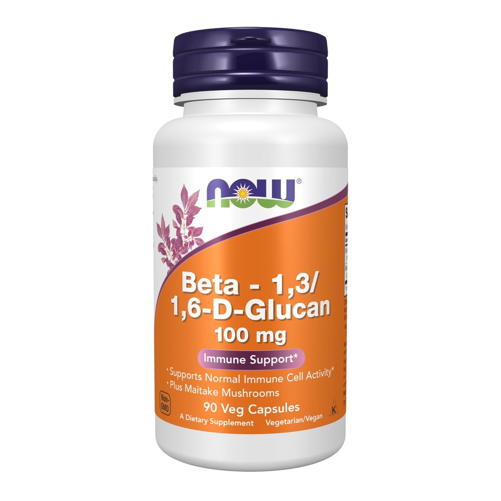 AHORA Suplementos de alimentos, Beta 1,3/1,6- D-Glucan 100 mg con setas de Maitake, 90 cápsulas de Veg