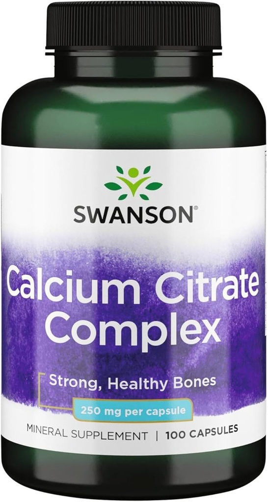 Swanson Calcium Citrate Complex Bone Muscle Nerve Health Pressure Support Mineral Supplement 250 mg Calcium (from Citrate & Carbonate) 100 Capsules