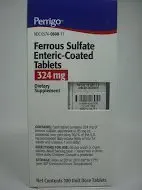 Sulfato ferroso 324mg Tablas rojas cubiertas por Enteric 100count