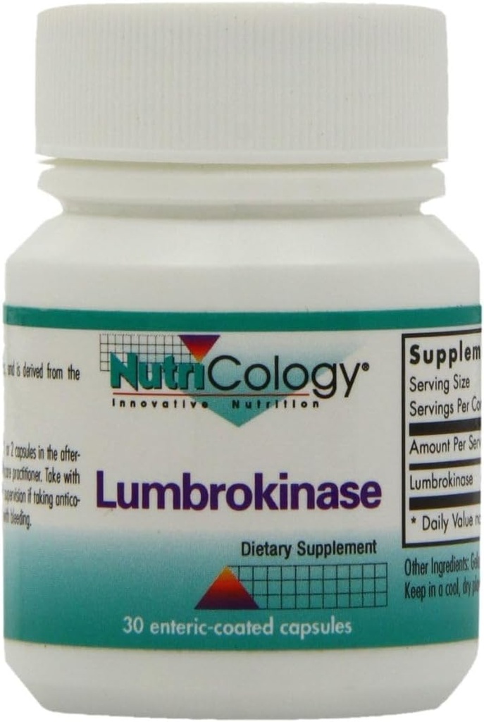 Nutricology Lumbrokinase Supplement - Circulatory System Support, Supports Blood Circulation Ya en The Normal Range - 30 Delayed Release Vegetarian Capsules