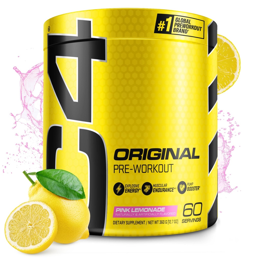 Cellucor C4 Original Pre Workout Powder Pink Lemonade Vitamin C for Immune Support Sugar Free Preworkout Energy for Men &amp; Women 150mg Caffeine + Beta Alanine + Creatine 60 Servings