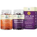 Bundle of Multivitamin Gummy with B12 Biotin with Zinc & Vitamin D and Extra Strength Iron Gummies for Women and Men - Potent 45mg per Serving Chewable Iron Supplement for Women and Men with Vit C
