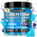 Cretina Monohydrate Gummies 5000 mg para Hombres &amp; Mujeres, Azúcar Gratis,Low en Calories,con L-Taurina + Vitaminas para el aumento de la fuerza muscular