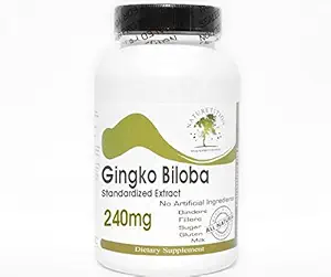 Ginkgo Biloba Standardized Extract 240mg 24% Glycosides ~ 200 cápsulas - No aditivos ~ Naturetition Supplements