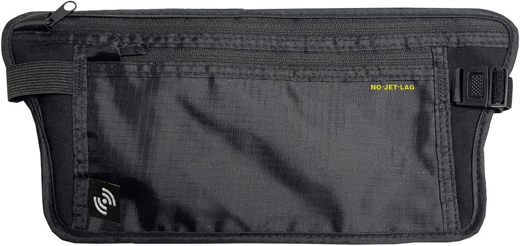 NO Jet Lag Travel Waist Pouch, Passport Holder for Travel with RFID Blocking technology, Hidden Travel Pouch to Protect Cash, Credit Cards, Phones, Travel Essential