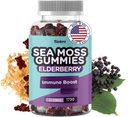 Biolore Sea Moss Gummies with Elderberry - Vegan Gummies for Women, Hombres and Kids with Bladderwrack & Burdock Root - 60pcs