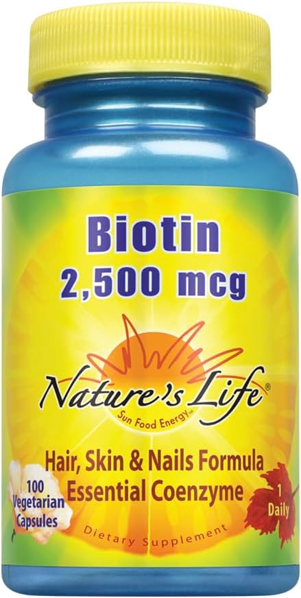 Vida de la naturaleza Biotina 2500mcg ← Saludable pelo, piel, uñas &amp; metabolismo Apoyo ← No GMO ← 100 cápsulas vegetales
