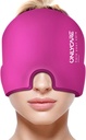 ONLYCARE Migraine Relief Cap, Upgraded Odorless Ice Head Wrap, Headache Relief Hat for Migraine, Hot Pink
