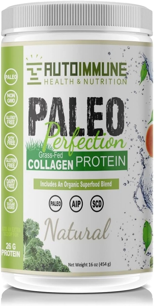 Paleo Protein Powder (paleo Perfection), Grass-Fed Beef Collagen, Autoinmune Protocol (AIP), Keto, Carbohidratos Específicos (SCD), Compliant/Legal - Natural (1 lb, 30 Servings)