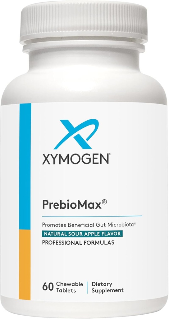 XYMOGEN PrebioMax Prebiótico Fiber Suplemento - Xylooligosaccharides (XOS) para ayudar a mantener la salud digestiva + apoyar la actividad microbiana saludable en el GI Tract - Manzana amarga (60 Tabletas Chewable)
