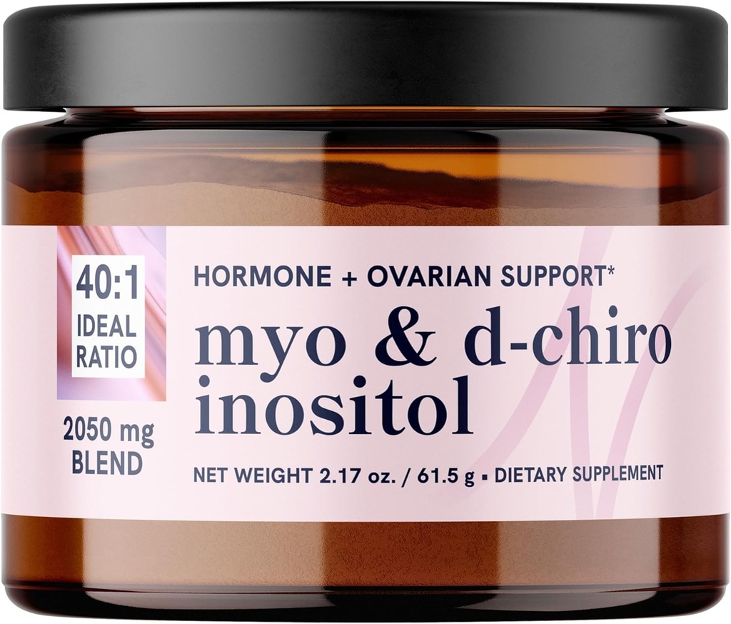 Myo-Inositol & D-Chiro Inositol Powder ← Equilibrio hormonal para las mujeres ← Ideal 40:1 Ratio ← Myo 2000mg, D Chiro 50mg ← Regulate Menstrual Cycle and Support Ovarian Health ← 30 Servings, 2.17 oz.