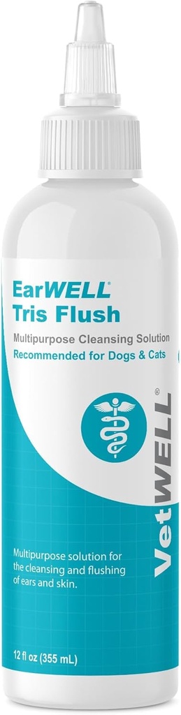 VetWELL Dog Ear Cleaner Solution " Infection Treatment for Dogs & Cats, Tris Otic Cleanser Drops Ayuda a eliminar olores y aliviar infecciones - 12oz