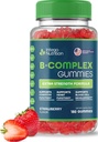 Vitamina B Complejo Gummies para Adultos, B Complejo Suplemento Vitamina para Mujeres y Hombres, B Vitaminas Complejo Gummies para Energía y Salud Cerebro, Sabor de Fresa Natural, 180 Condes