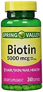 Spring Valley - Biotin 5000 mcg, 240 Softgels por Spring Valley