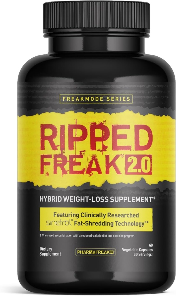 Pharmafreak RIPPED FREAK 2.0 - Hybrid Weight-Loss Supplement - USA - 60ct