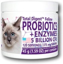 Total DigestTM Feline Probiotics and Enzymes, All-Natural Digestive System Dietary Supplement Formula for Cats (120 Servings)
