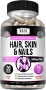 Kaya Naturals Pelo Piel Piel Capsules con Biotina - Peluquería y Vitaminas de la Piel, Vitamina D Vitamina B-12 A Folic Acid Support, Peluquería Suplemento Vitamina para Peluquerías Nails- 30 Conde